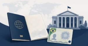 Estrangeiro reunindo documentos para solicitar CPF brasileiro em consulado no exterior